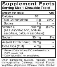 Solgar Chewable Vitamin C Label